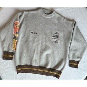 Aelfric Eden Van Gogh Sunflowers Sweater Gray Brown Yellow Graphic Embroidered